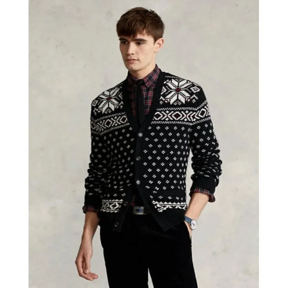 NWT Polo Ralph Lauren Snowflake Cotton-Cashmere Cardigan 3XLT